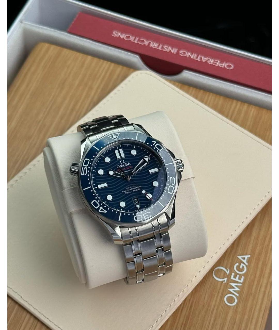 OMEGA Синие стальные часы, фото 3