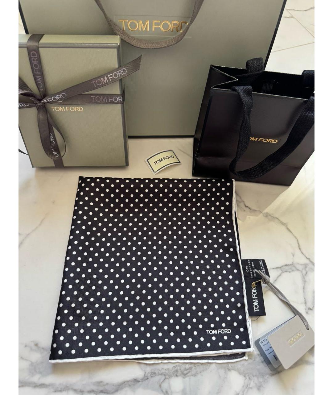 TOM FORD Черный шелковый платок, фото 6