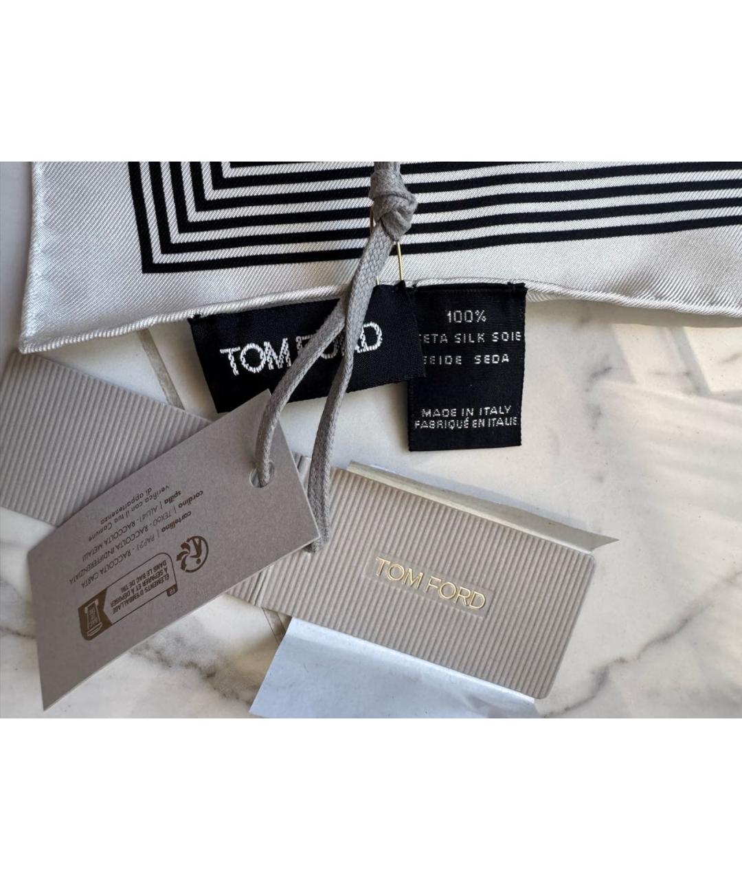 TOM FORD Белый шелковый платок, фото 2