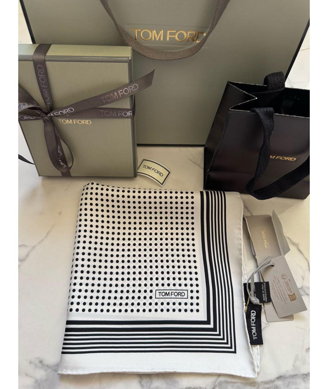 TOM FORD Белый шелковый платок, фото 5