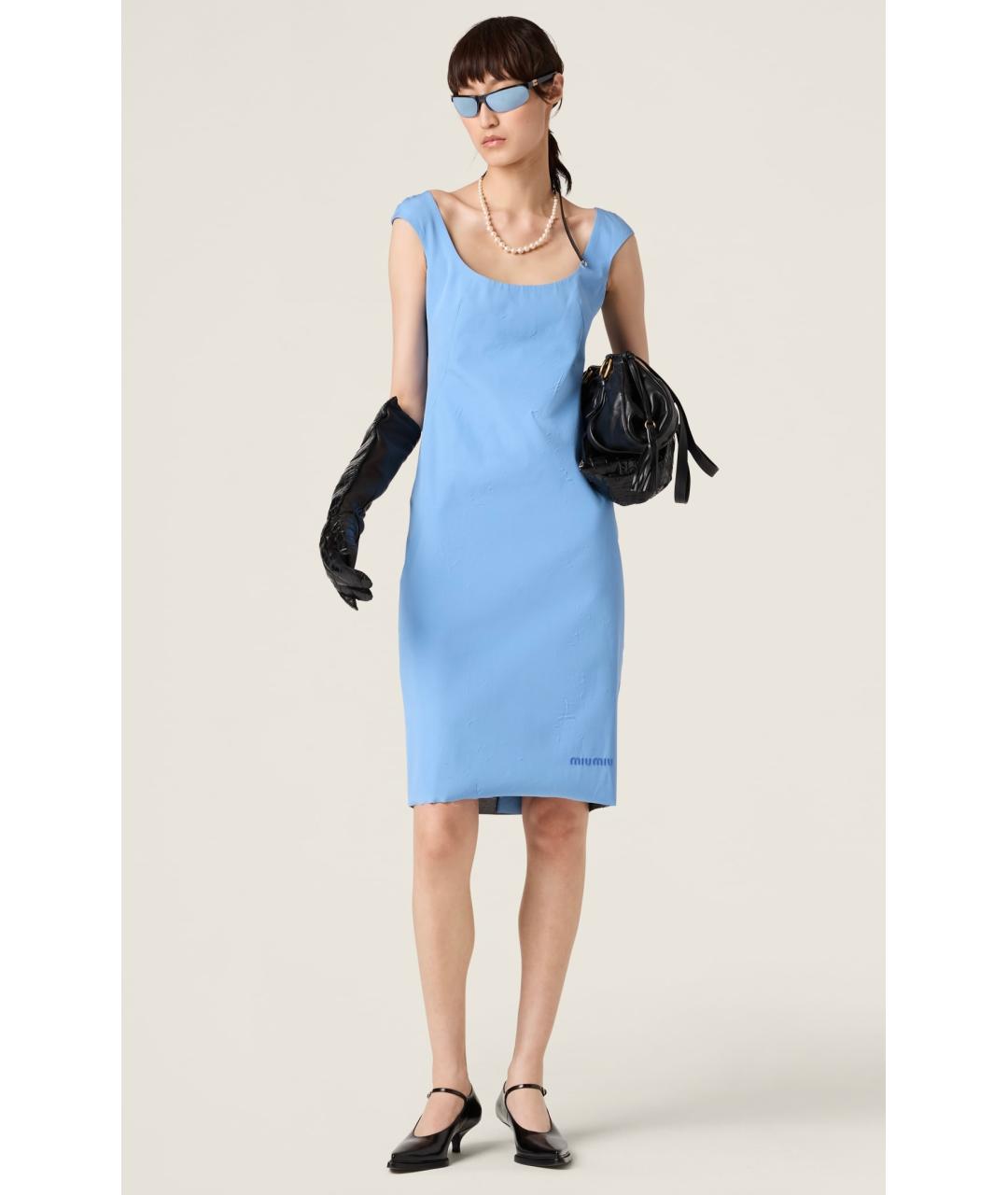 MIU MIU Голубое коктейльное платье, фото 3