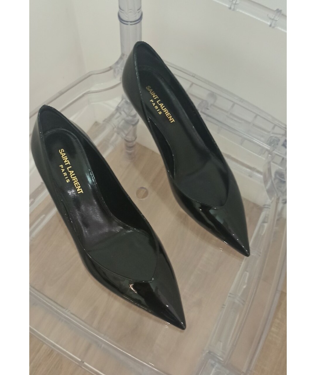 SAINT LAURENT Черные туфли из лакированной кожи, фото 4