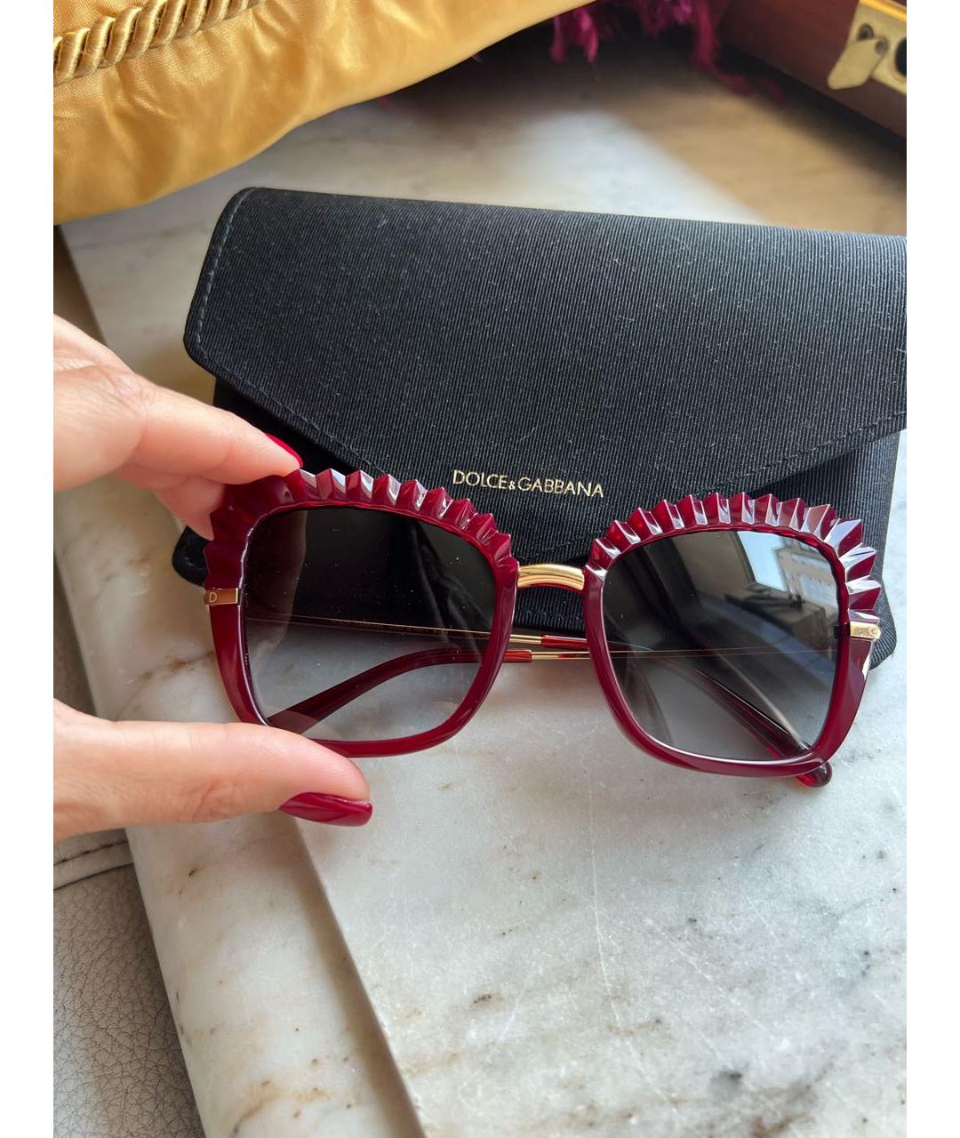 DOLCE&GABBANA Бордовые пластиковые солнцезащитные очки, фото 6