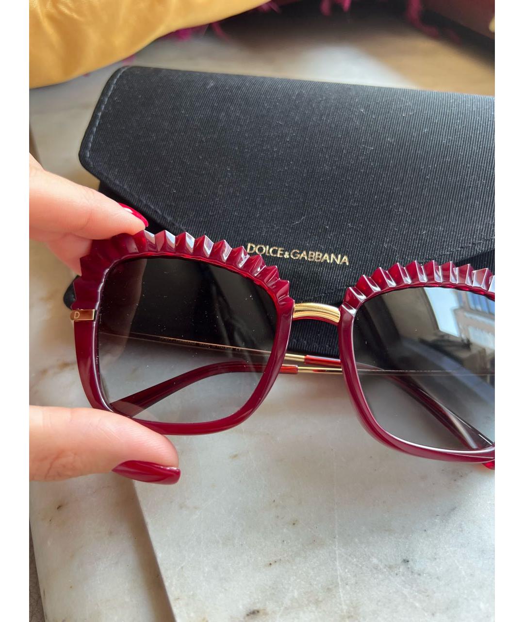 DOLCE&GABBANA Бордовые пластиковые солнцезащитные очки, фото 3