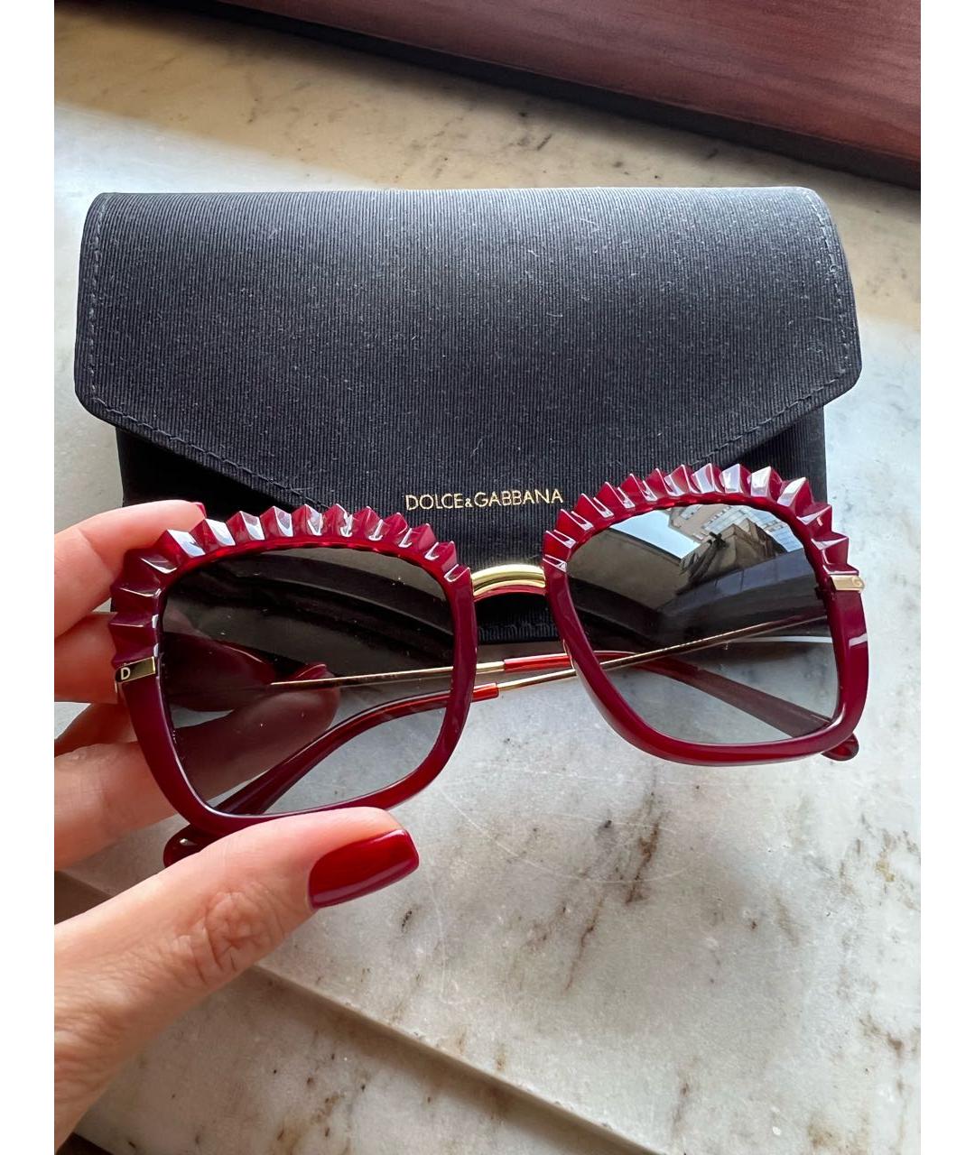 DOLCE&GABBANA Бордовые пластиковые солнцезащитные очки, фото 2