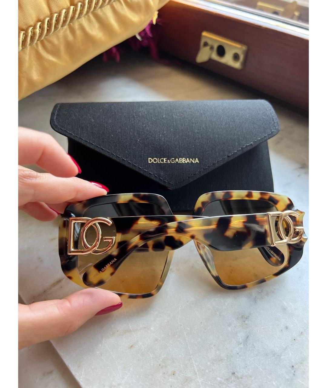 DOLCE&GABBANA Коричневые пластиковые солнцезащитные очки, фото 3