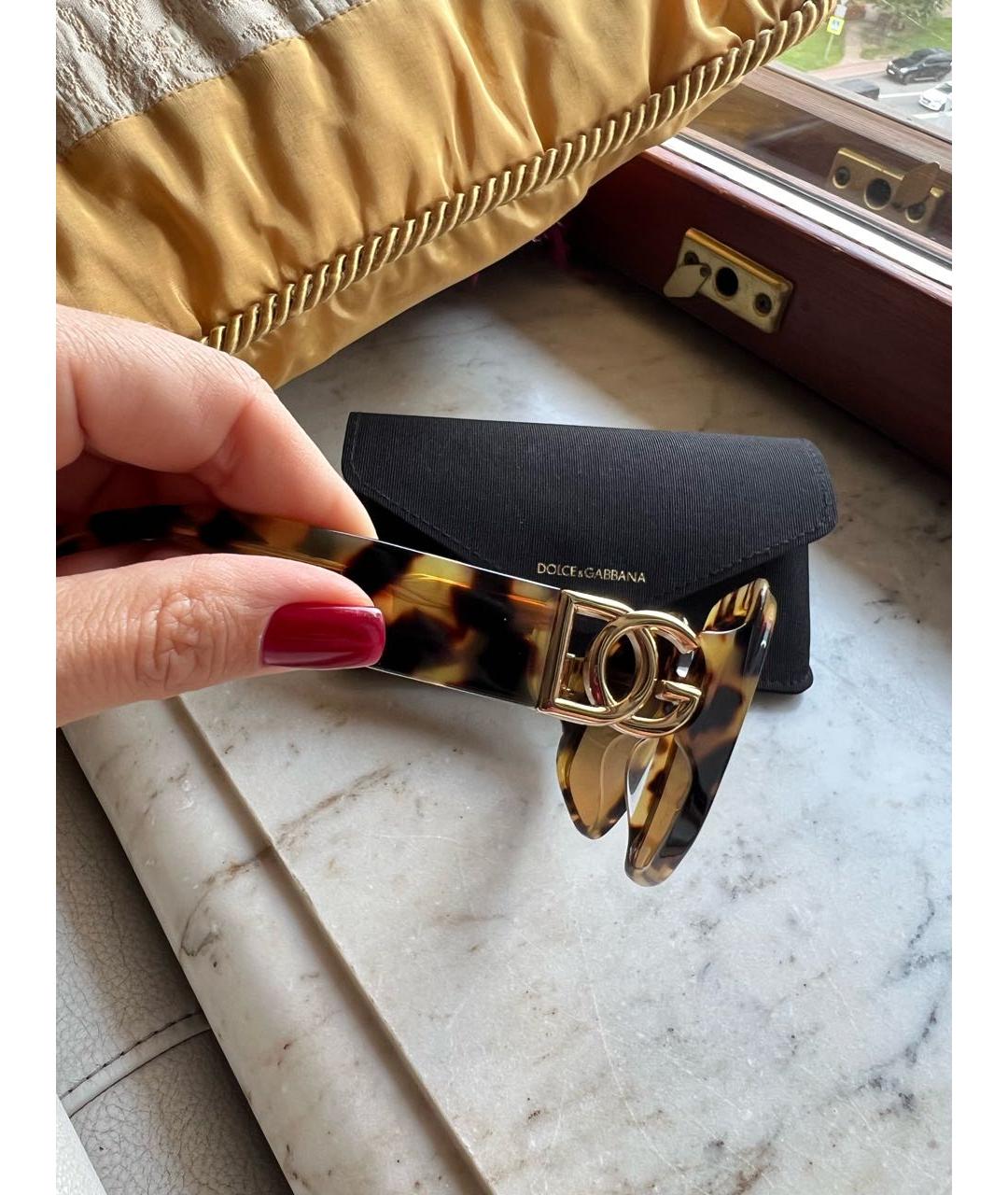 DOLCE&GABBANA Коричневые пластиковые солнцезащитные очки, фото 2