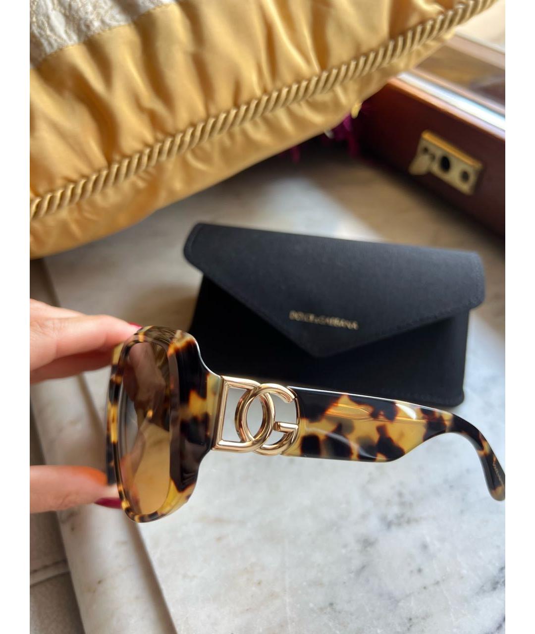 DOLCE&GABBANA Коричневые пластиковые солнцезащитные очки, фото 4