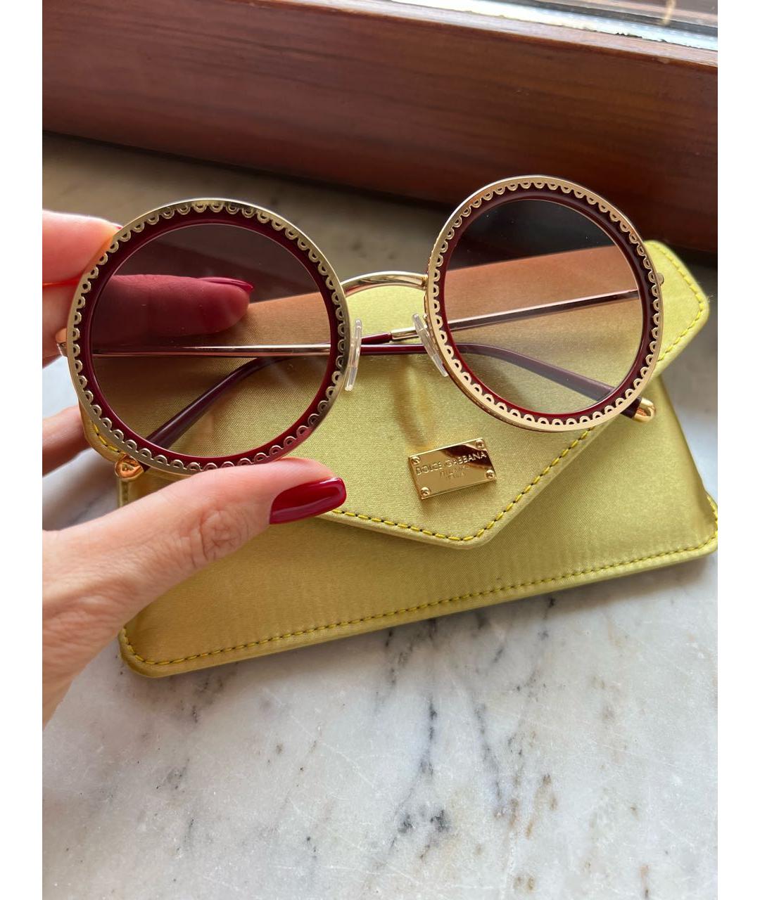 DOLCE&GABBANA Коричневые металлические солнцезащитные очки, фото 5
