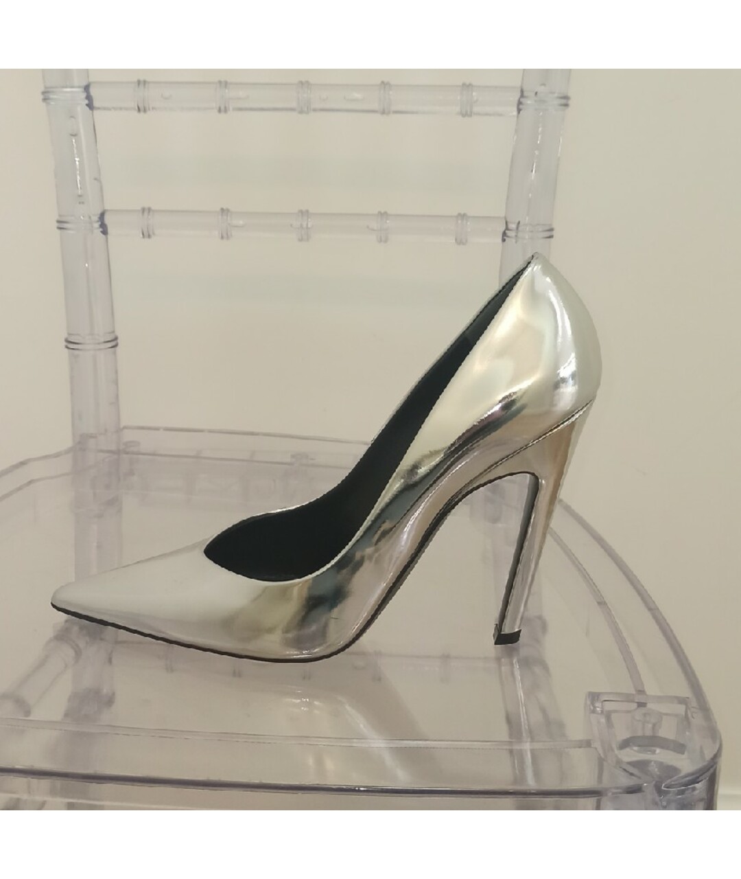 BALENCIAGA Серебряные туфли из лакированной кожи, фото 6