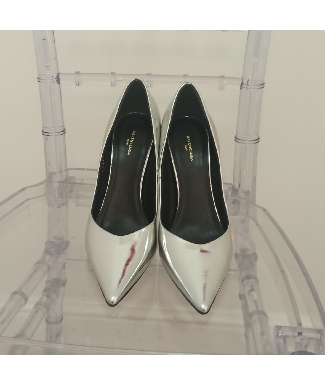 BALENCIAGA Серебряные туфли из лакированной кожи, фото 2