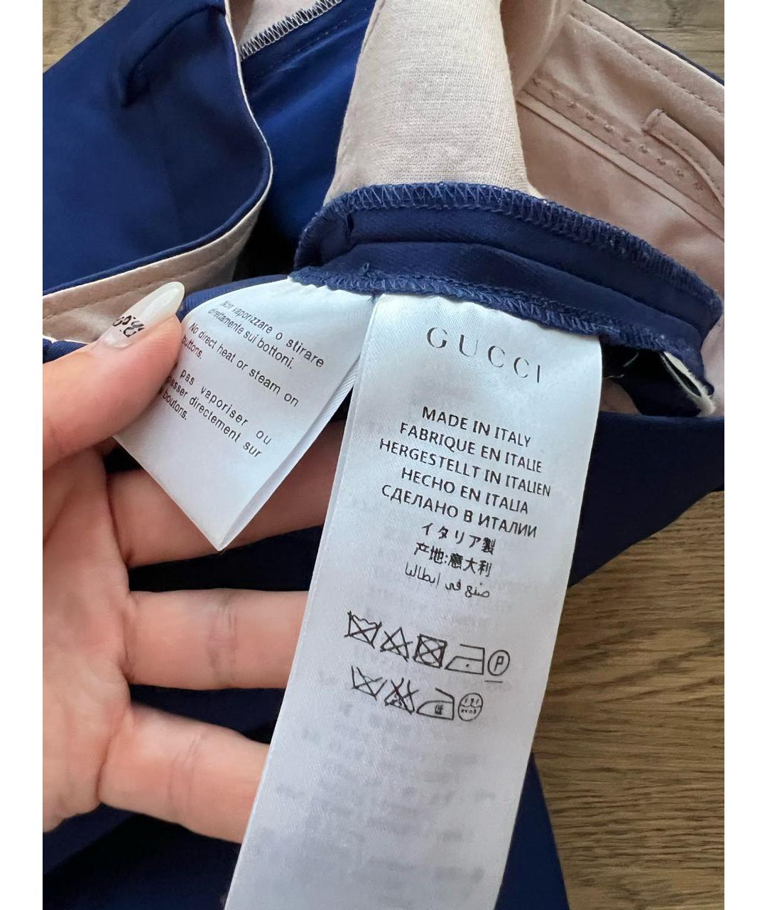 GUCCI Темно-синие шерстяные бриджи, фото 7