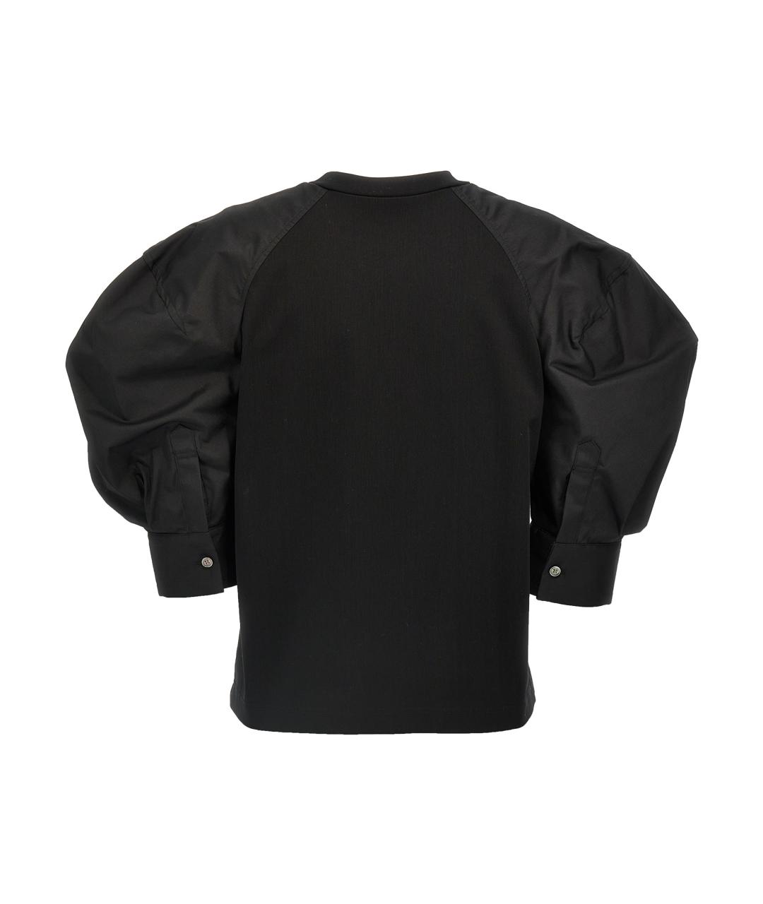 SACAI Черная хлопковая футболка, фото 2