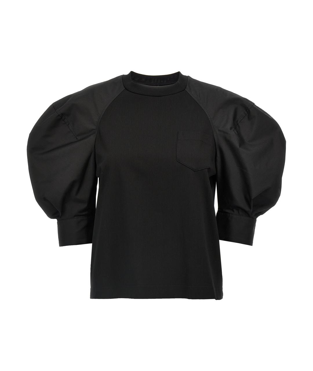 SACAI Черная хлопковая футболка, фото 1