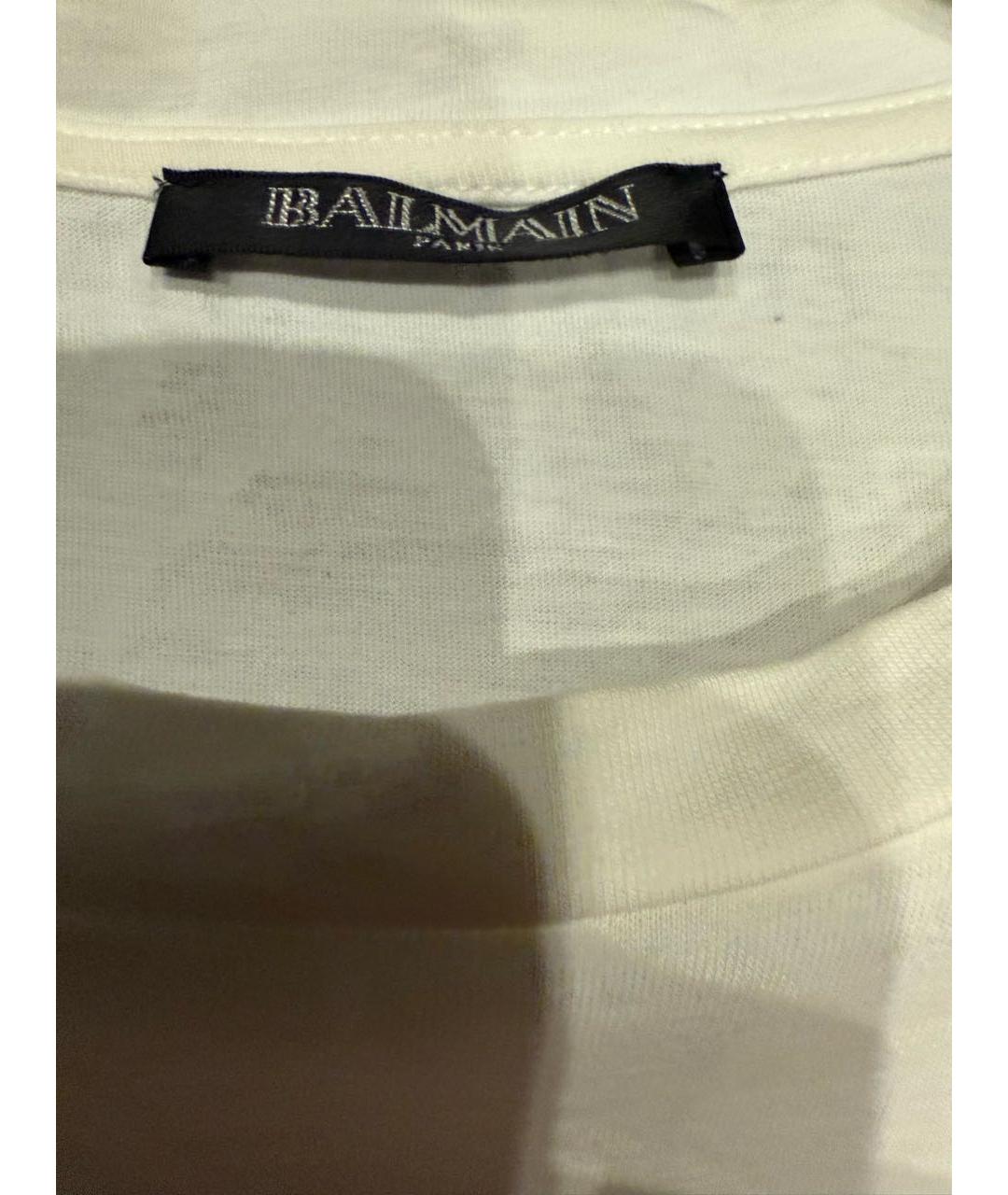 BALMAIN Белая хлопковая футболка, фото 5