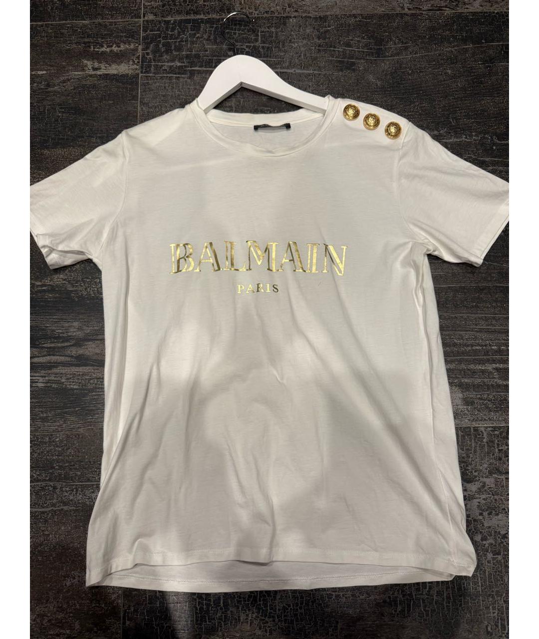 BALMAIN Белая хлопковая футболка, фото 2