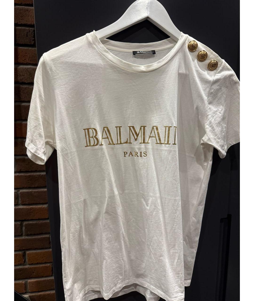 BALMAIN Белая хлопковая футболка, фото 6