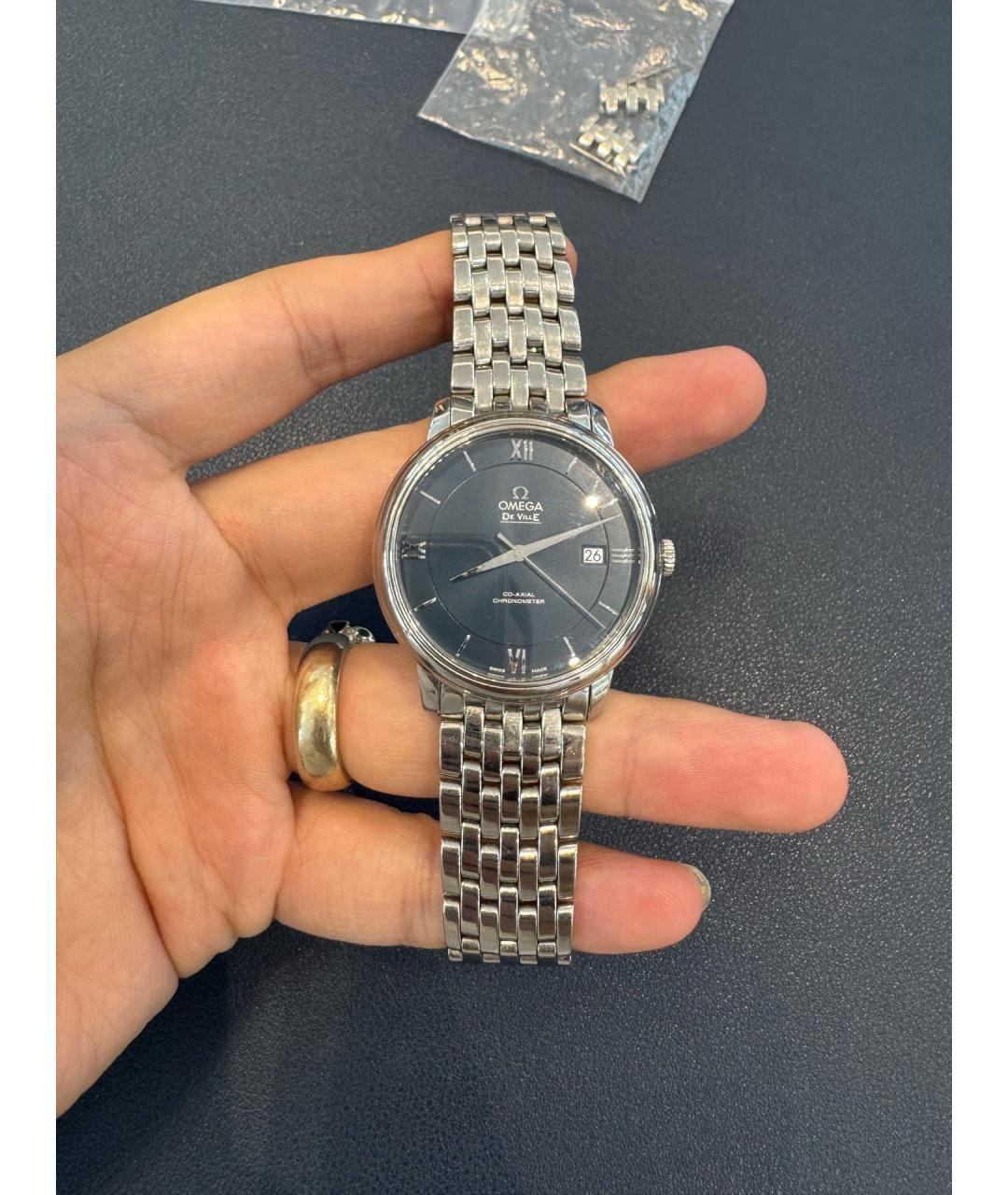 OMEGA Серебряные металлические часы, фото 3