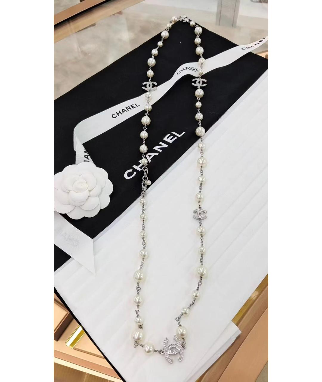 CHANEL Серебряное жемчужное колье, фото 4
