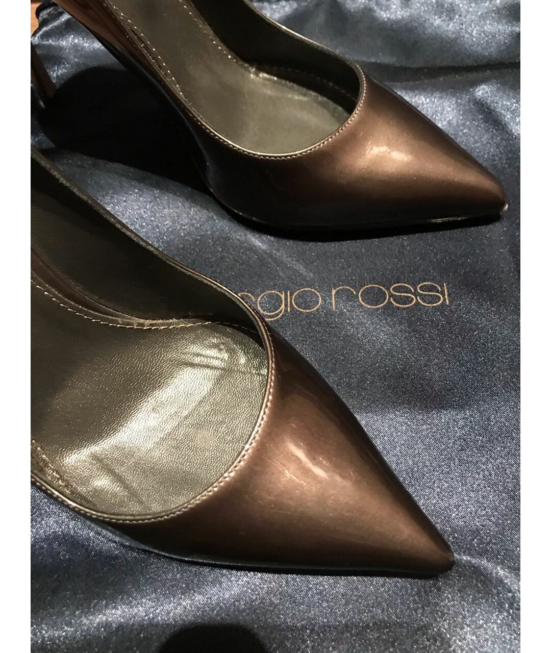 SERGIO ROSSI Серебряные туфли из лакированной кожи, фото 6