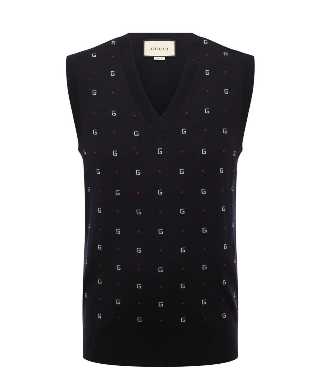 GUCCI Темно-синяя шерстяная жилетка, фото 1