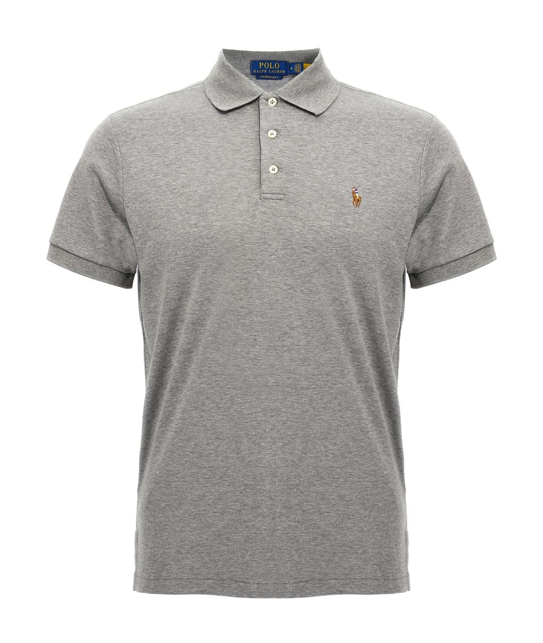 POLO RALPH LAUREN Серое хлопковое поло с коротким рукавом, фото 1