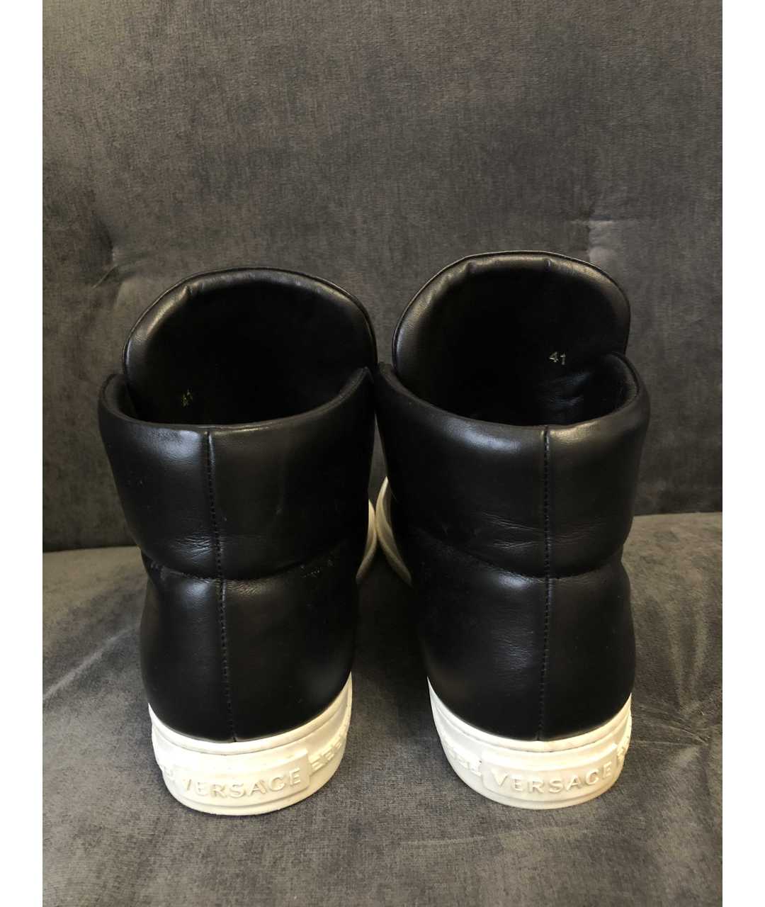 VERSUS VERSACE Черные кожаные высокие ботинки, фото 4