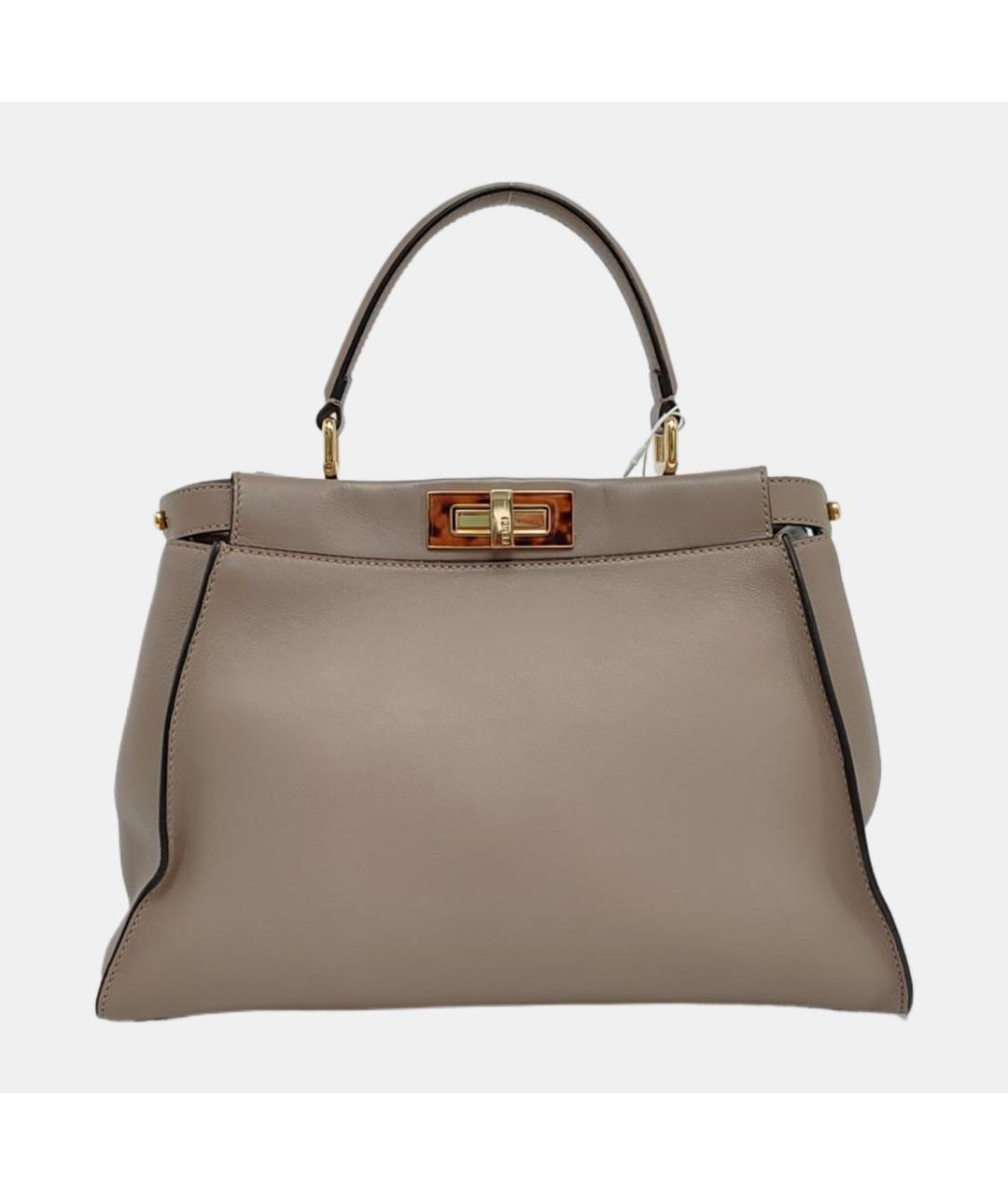 FENDI Бежевая кожаная сумка через плечо, фото 5