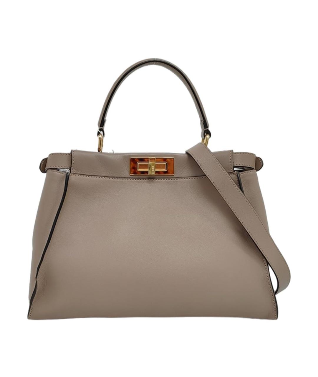 FENDI Бежевая кожаная сумка через плечо, фото 1