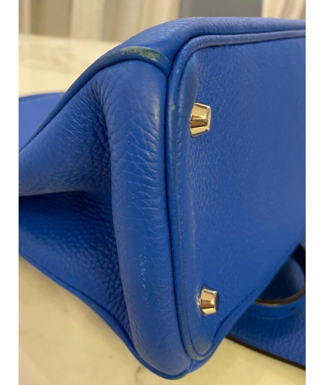 CHRISTIAN DIOR Синяя кожаная сумка с короткими ручками, фото 5