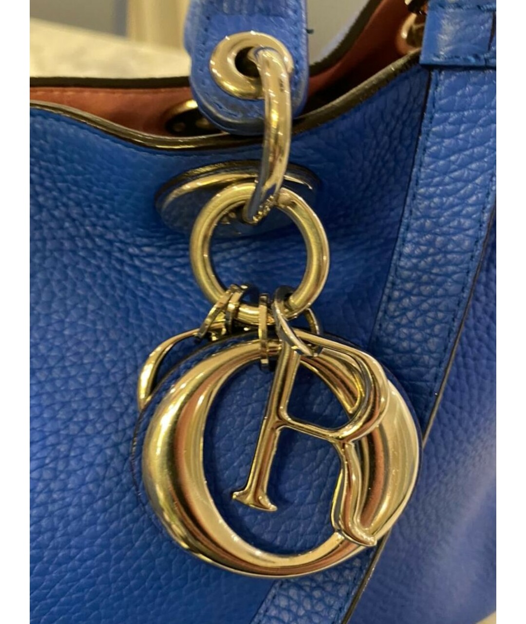 CHRISTIAN DIOR Синяя кожаная сумка с короткими ручками, фото 8