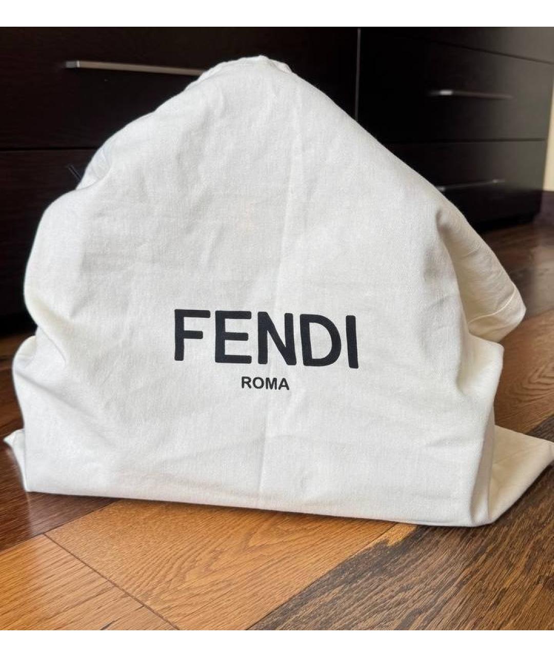 FENDI Бежевая кожаная сумка с короткими ручками, фото 7