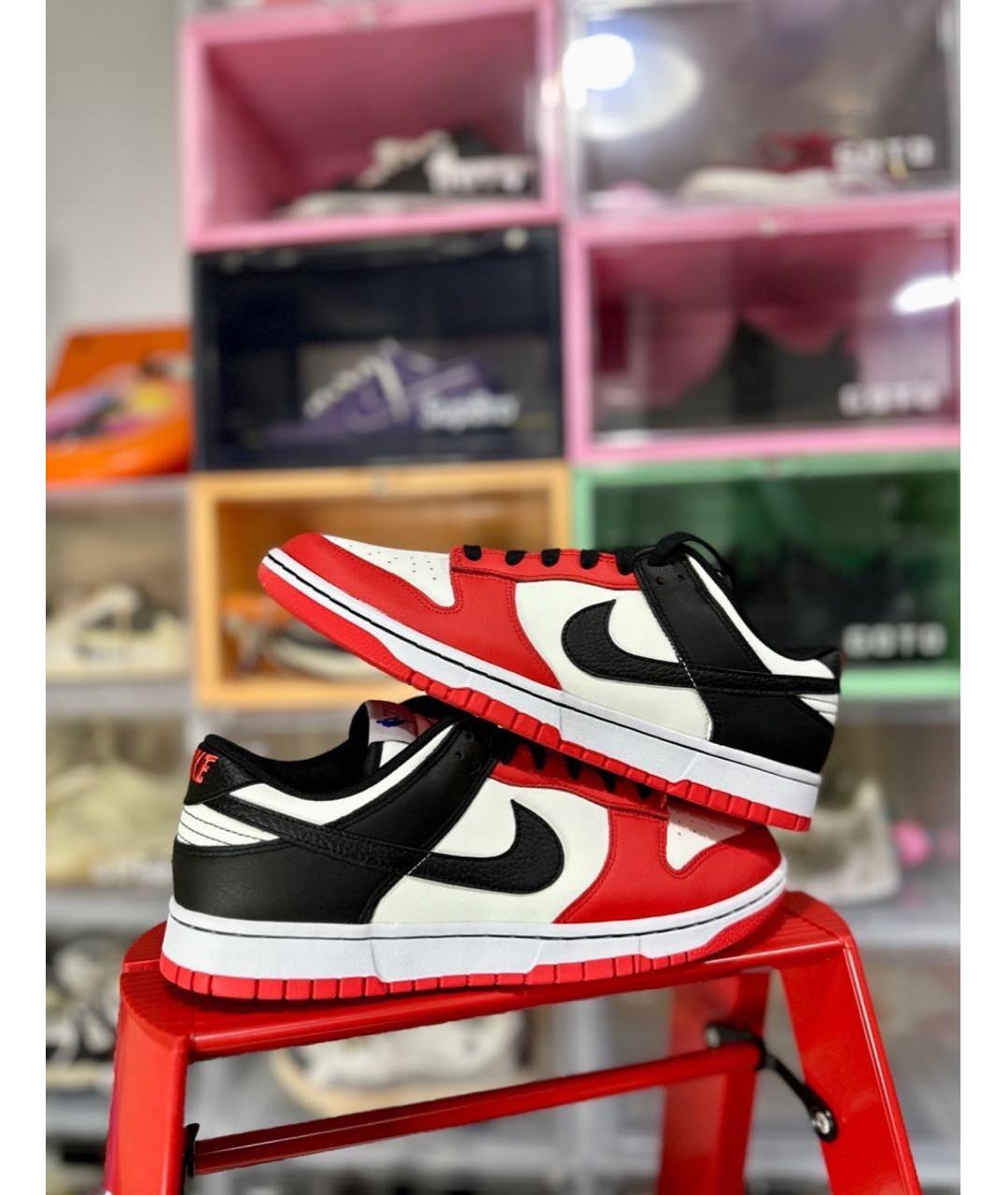 NIKE Красные кожаные низкие кроссовки / кеды, фото 4