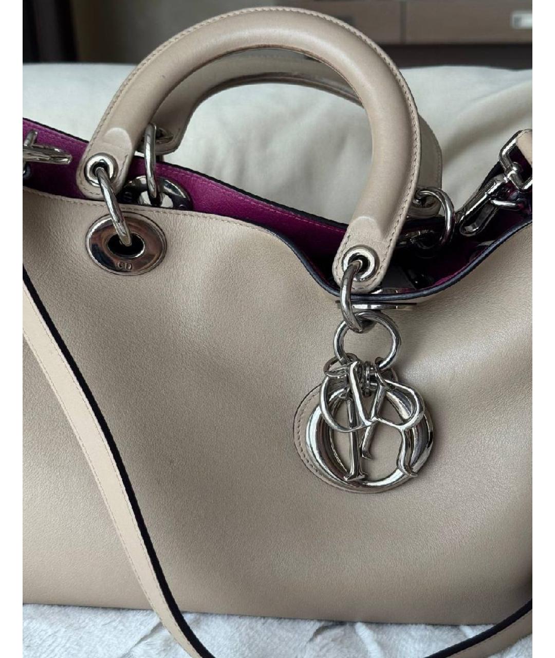 CHRISTIAN DIOR Бежевая кожаная сумка тоут, фото 8