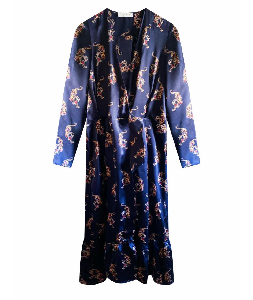 MAJE Темно-синее шелковое вечернее платье, фото 1
