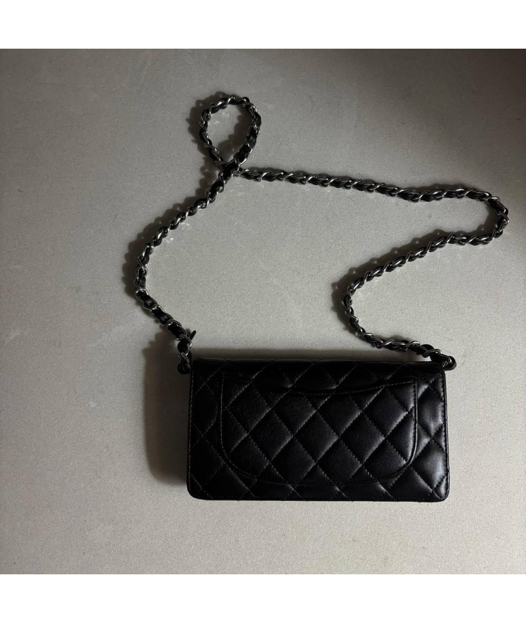 CHANEL Черный кожаный кошелек, фото 3