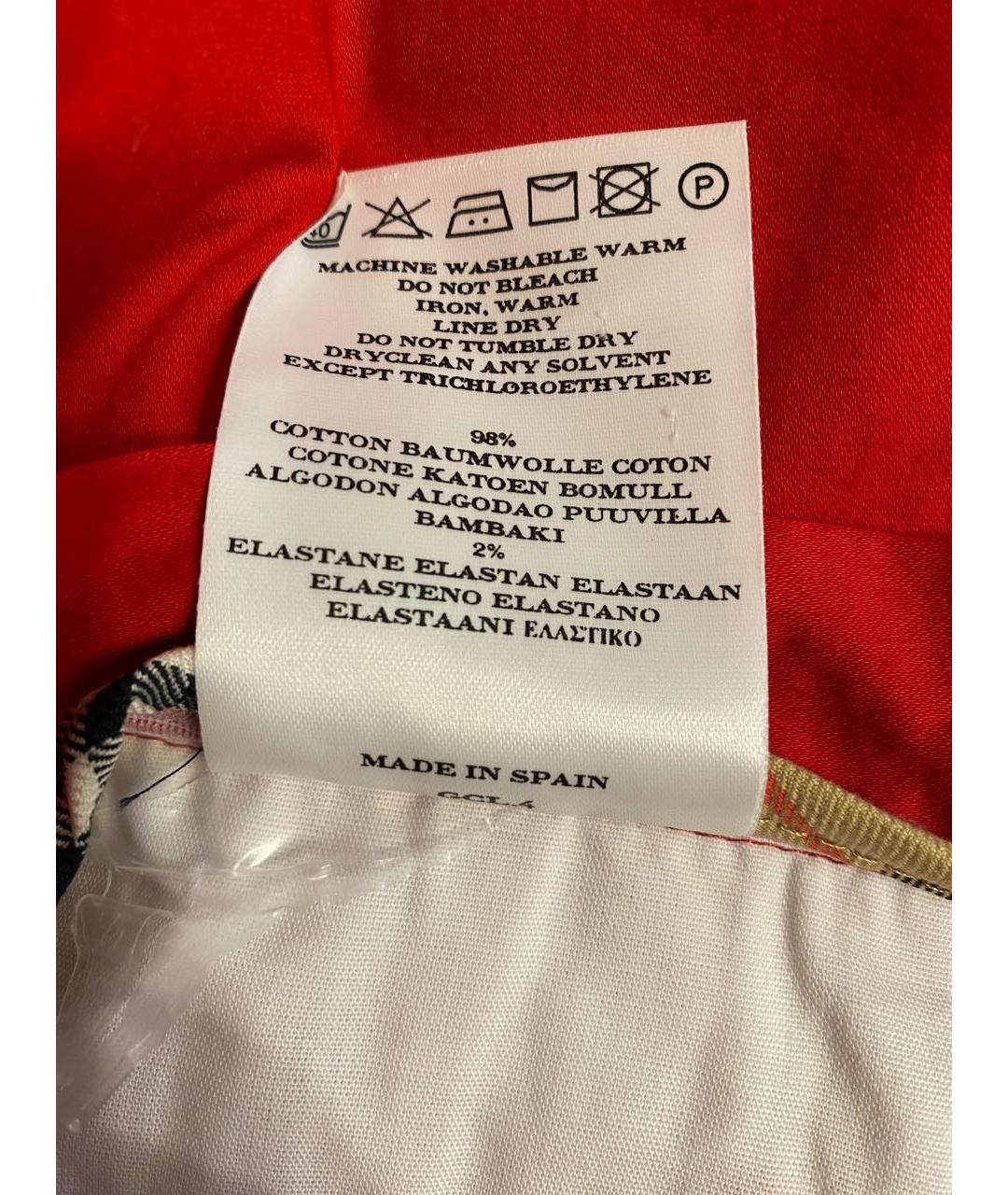 BURBERRY Красные хлопко-эластановые прямые брюки, фото 6