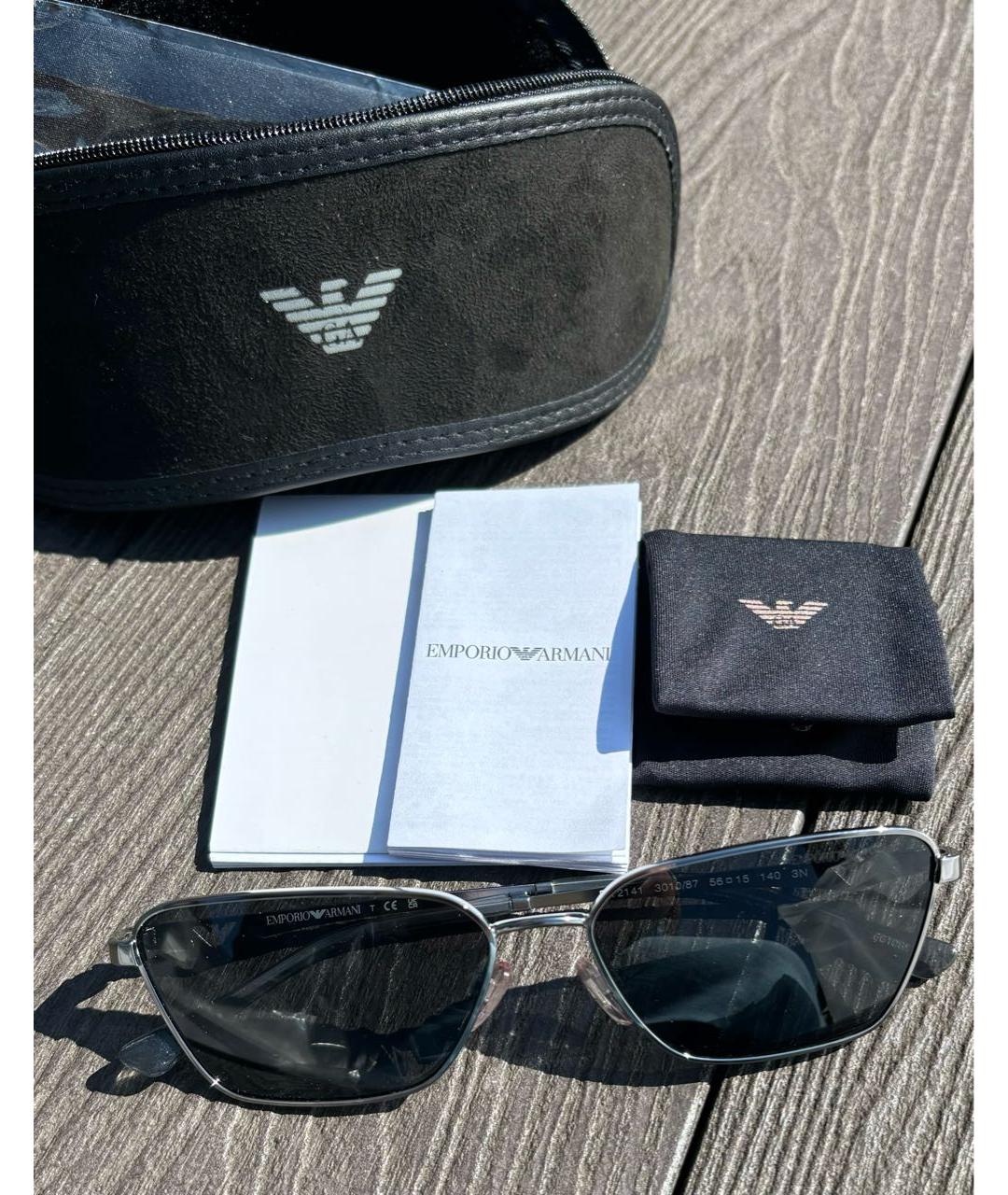EMPORIO ARMANI Серые металлические солнцезащитные очки, фото 5