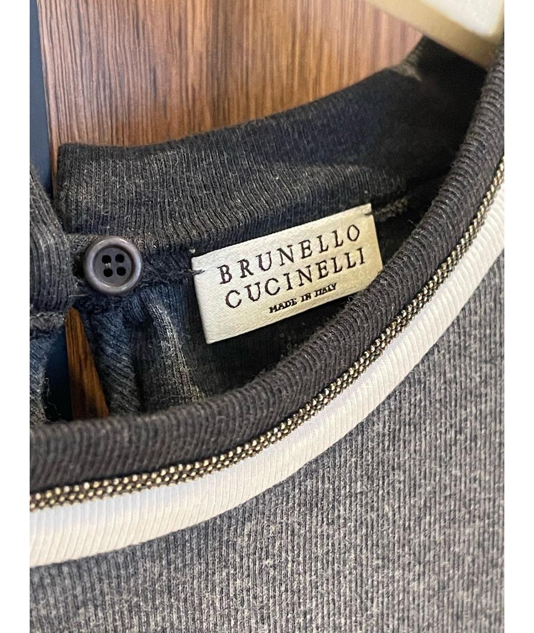 BRUNELLO CUCINELLI Серебряная хлопковая футболка, фото 2