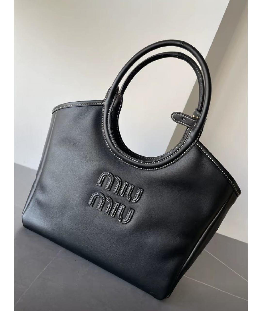 MIU MIU Черная кожаная сумка тоут, фото 6