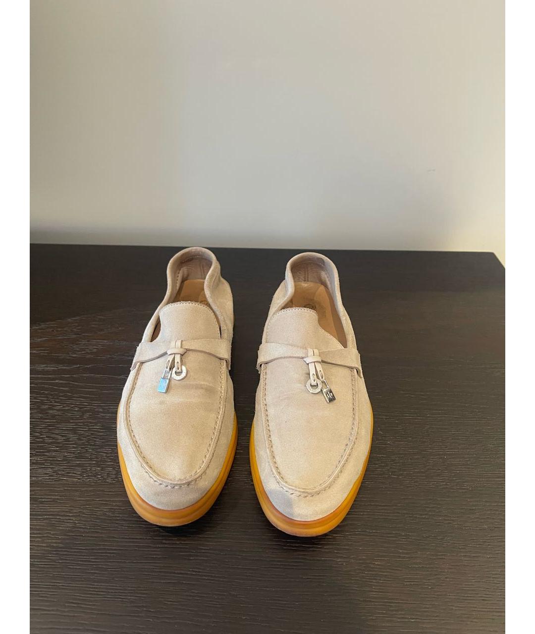 LORO PIANA Бежевые замшевые лоферы, фото 2