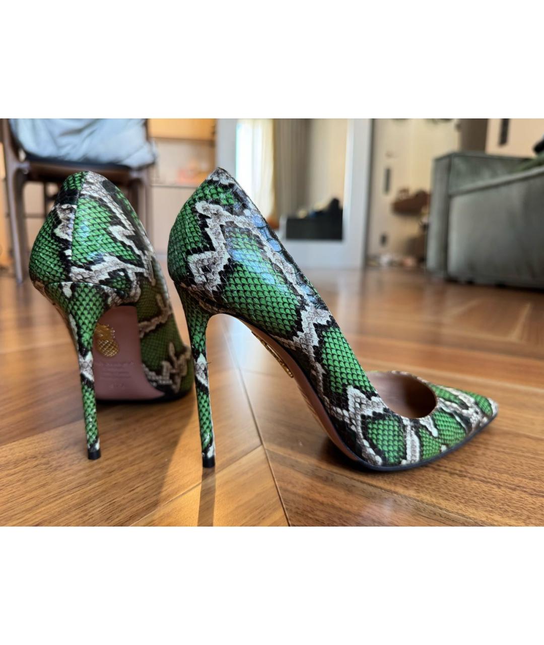 AQUAZZURA Зеленые кожаные туфли, фото 2