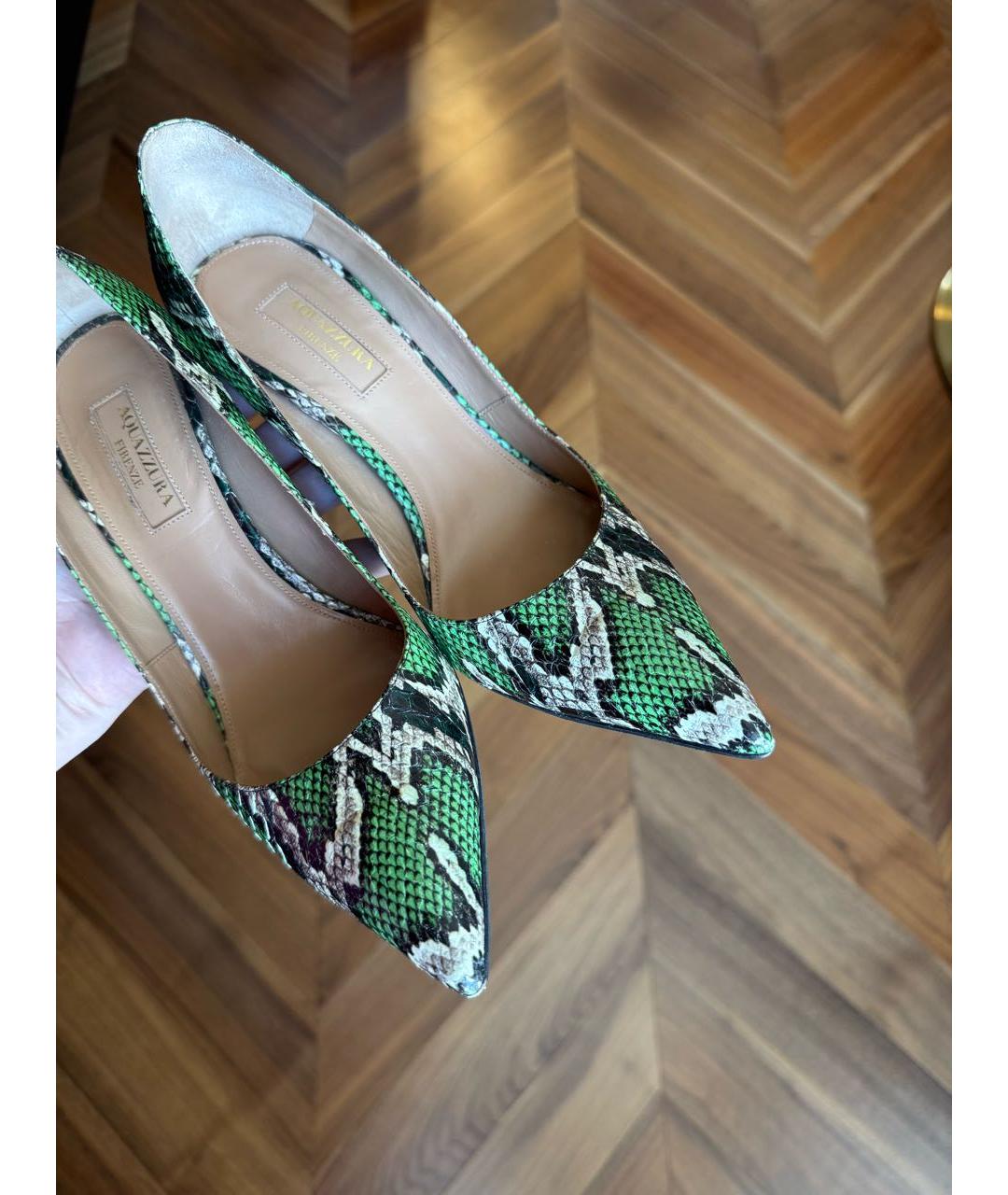 AQUAZZURA Зеленые кожаные туфли, фото 4