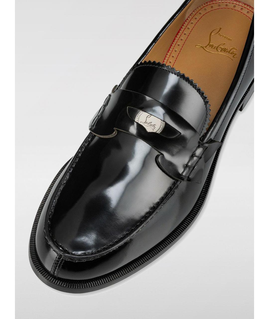 CHRISTIAN LOUBOUTIN Черные кожаные лоферы, фото 4