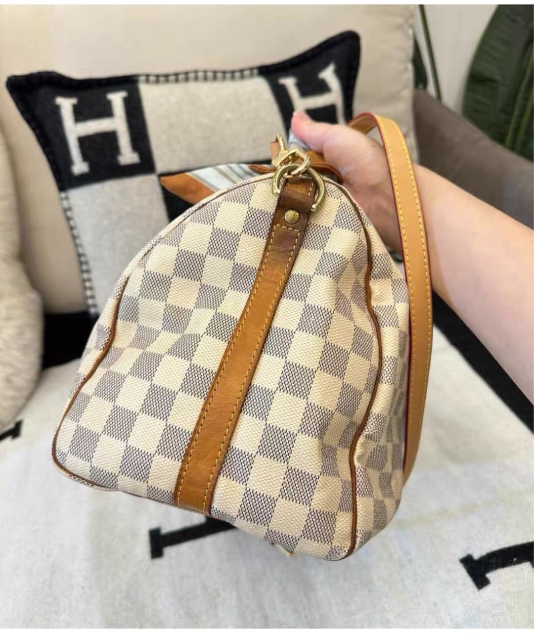 LOUIS VUITTON Бежевая кожаная дорожная/спортивная сумка, фото 5