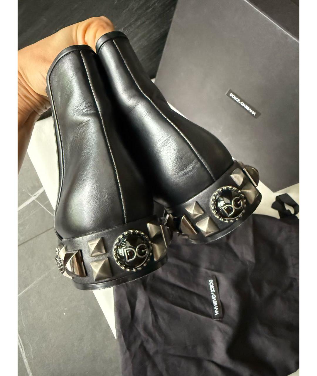 DOLCE&GABBANA Черные кожаные ботинки, фото 6