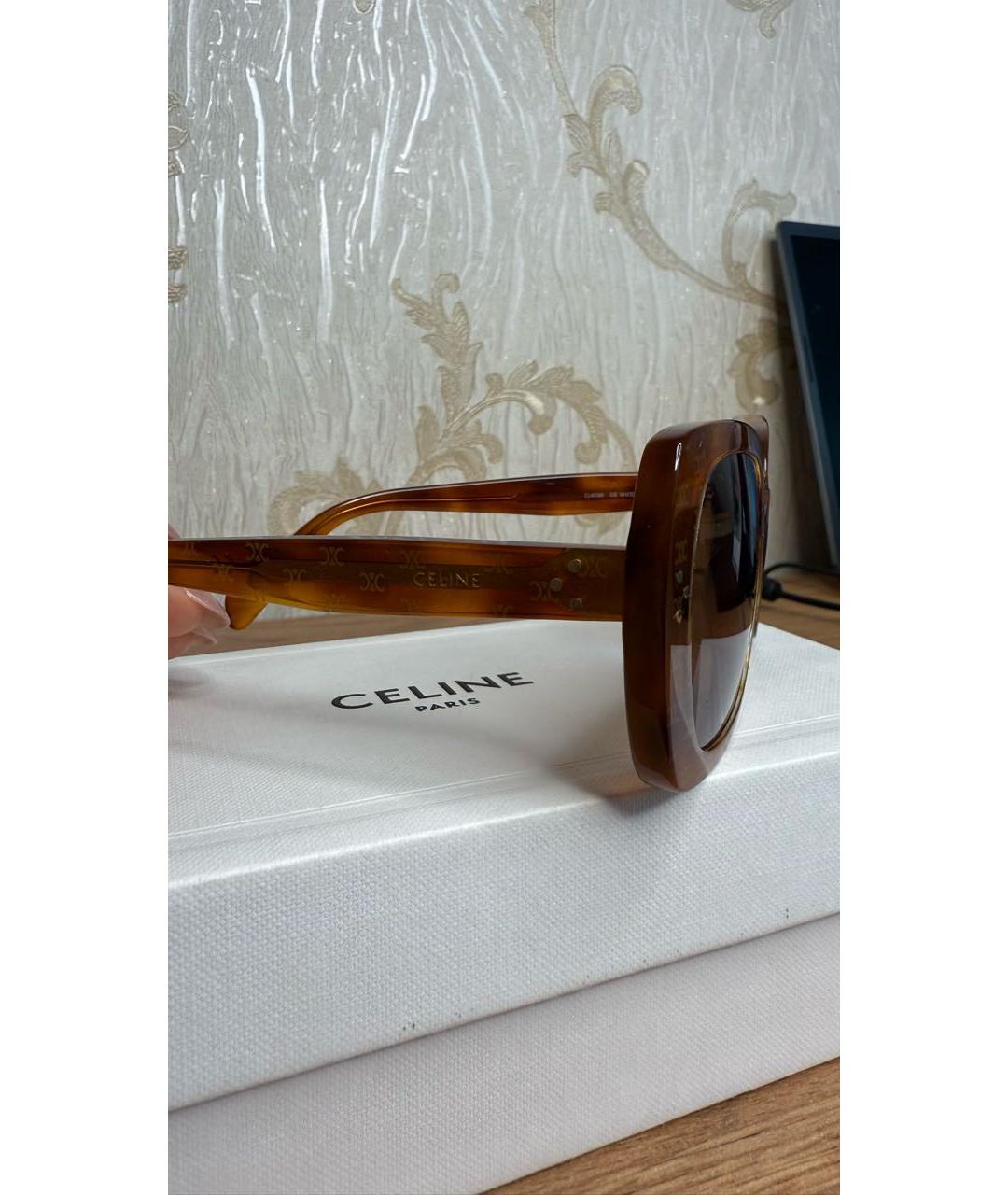 CELINE Коричневые пластиковые солнцезащитные очки, фото 2