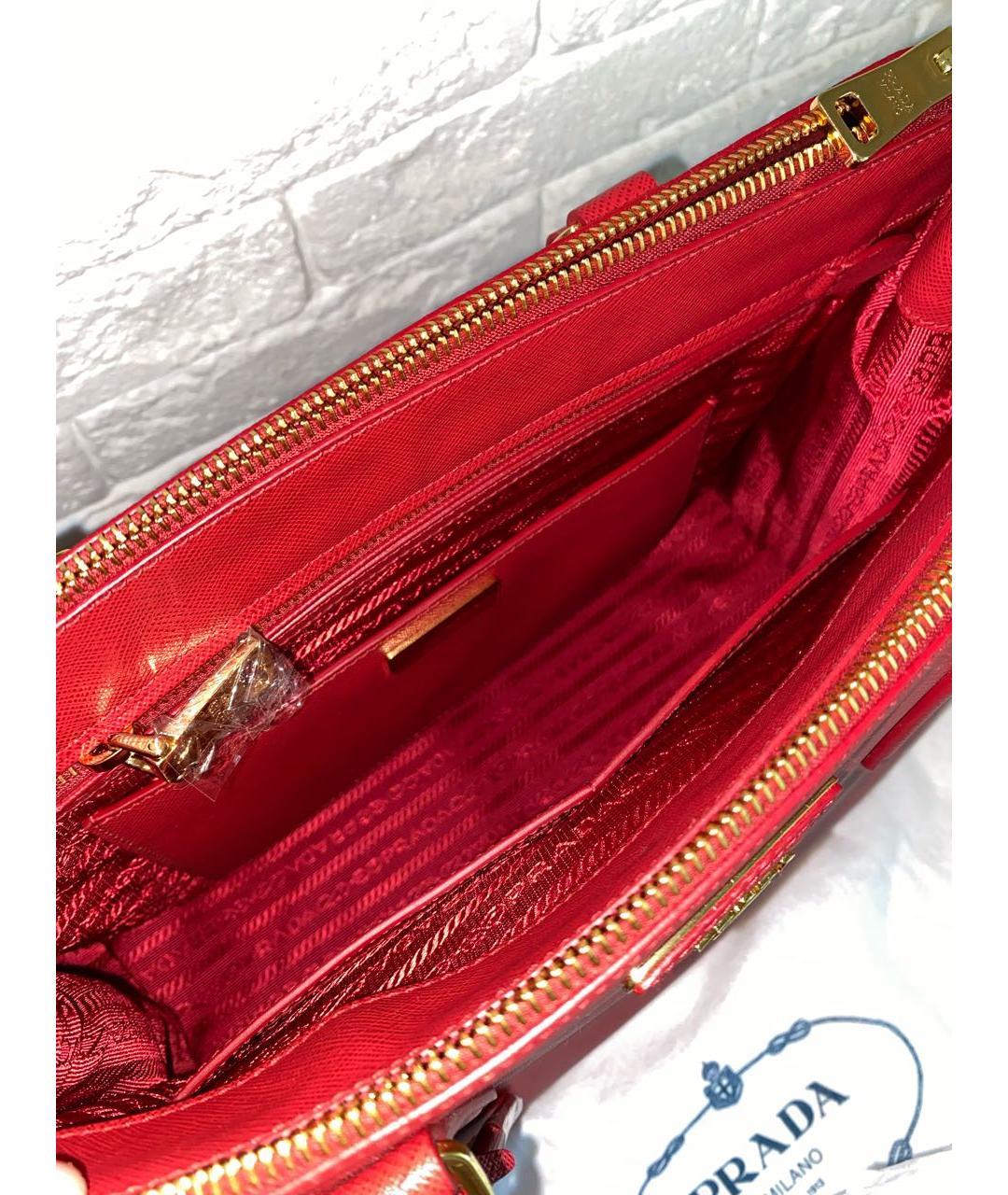 PRADA Красная кожаная сумка тоут, фото 7