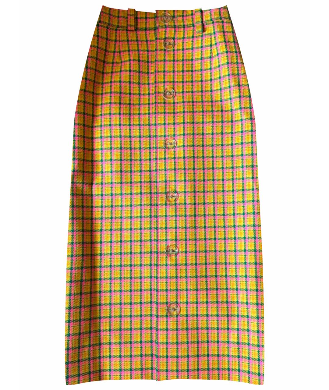 BALENCIAGA Желтая шерстяная юбка миди, фото 1