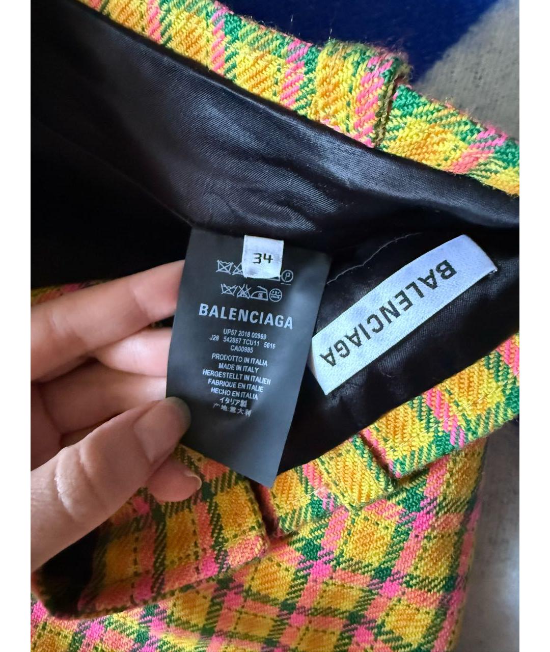 BALENCIAGA Желтая шерстяная юбка миди, фото 3